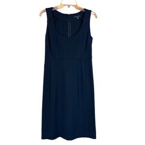 Banana Republic Navy Blue Scoop Neck Double Knit Sheath Dress Women's Size 6